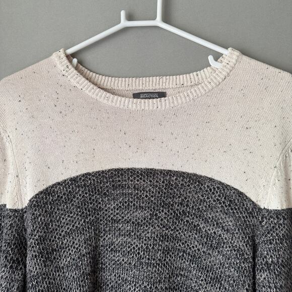 Kenneth Cole Reaction Size L Gray and Cream elbow patch sweater - Picture 2 of 9